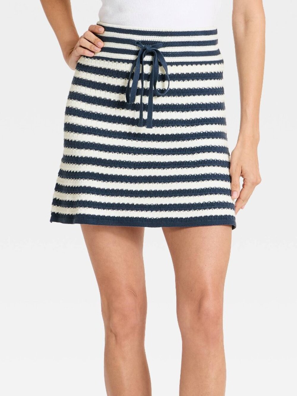 NWT Women's Sweater Mini A-Line Skirt - Universal Thread™ Navy Blue Striped S
